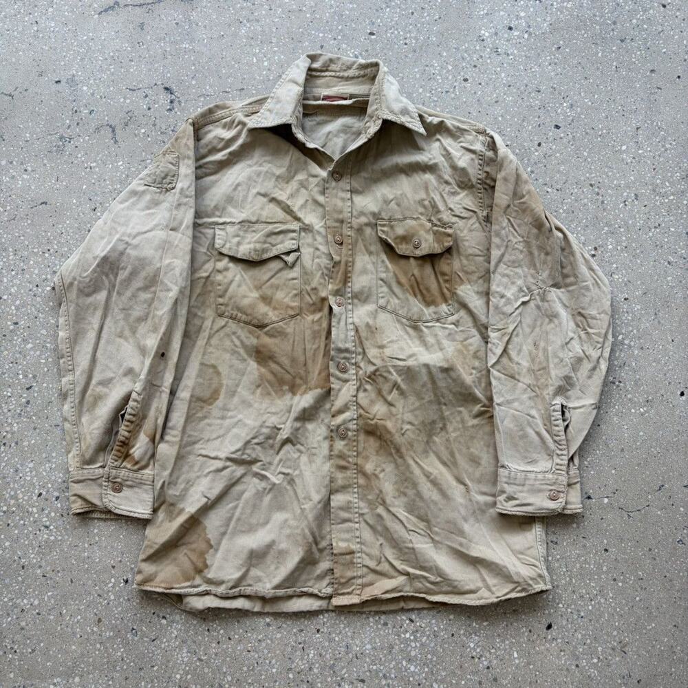 Vintage 50s Blood Hound Tan Canvas Workwear Shirt